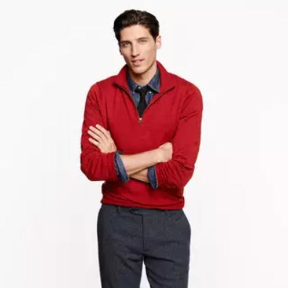 GEOFFREY BEENE QUARTER ZIP MOCK NECK KNITTED SPORT PULLOVER SWEATER RED XL EUC - Picture 2 of 12